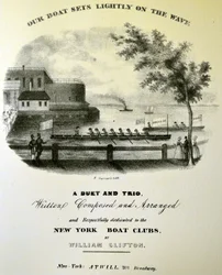 Currier & Ives Illustration 19. Jahrhundert. Unser Boot setzt leicht auf die Welle